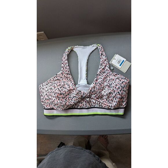DKNY SPORT Women's Printed Low-Impact Sports Bra, Atomic Confetti, XL - Picture 1 of 6